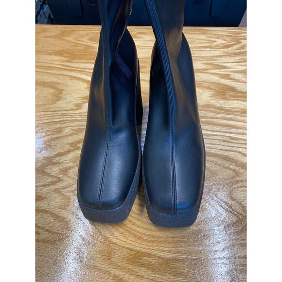 Stella McCartney Platform Heel Boots Women's 8.5 Black Leather Side Zip S24 - Picture 5 of 10